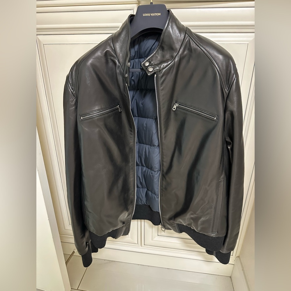 Salvatore Ferragamo Leather Jacket Men Size XL